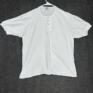 VTG Race Brand Shirt Mens 44 White Henley New Republican Short Sleeve